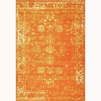 Sofia Collection 6' x 9' Orange and Ivory Area Rug