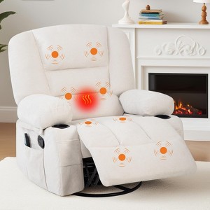 Massage Recliner Chair for Adults, 360¡ã Swivel Rocking Chair with Massage and Heating, Glider Recliner Chairs with Storage and Cup Holder - 1 of 4