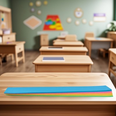 Assorted Neon Ruled Sentence Strips, 3 x 24 Inches, 90 lb Paper