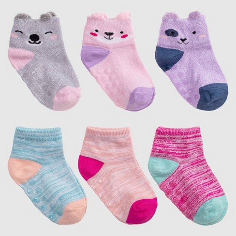 Pink Grip Socks For Toddlers & Kids - 4 Pairs