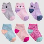 Toddler 6pk Animal Print Low Cut Socks with Grippers - Cat & Jack™
