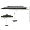 Outsunny Patio Umbrella 15' Steel Rectangular Outdoor Double Sided Market with base, Sun Protection & Easy Crank for Deck Pool Patio, Dark Gray - 2 of 4