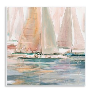 Stupell Industries Warm Sunlit Sailboats Reflection Ocean Water Surface Wall Plaque Art, 12" x 12" - 1 of 4