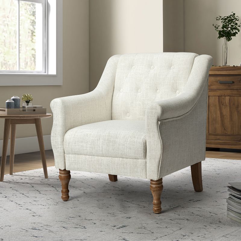 Charlie Wooden Upholstery  Livingroom Armchair with Button-tufted | ARTFUL LIVING DESIGN, 1 of 11