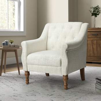 Charlie Wooden Upholstery  Livingroom Armchair with Button-tufted | ARTFUL LIVING DESIGN