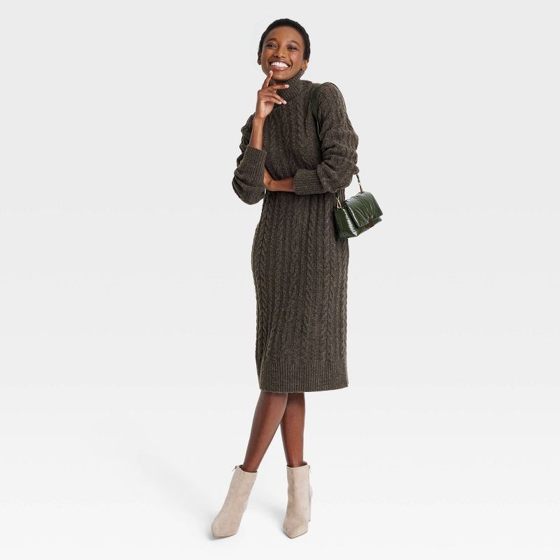 Women's Turtleneck Long Sleeve Cozy Sweater Dress - A New Day™, 4 of 11