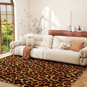 5x7 Tiger Stripe Area Rug, Washable Leopard Print Non-Slip Carpet for Living Room Bedroom, Animal Pattern Home Decor - 1 of 4