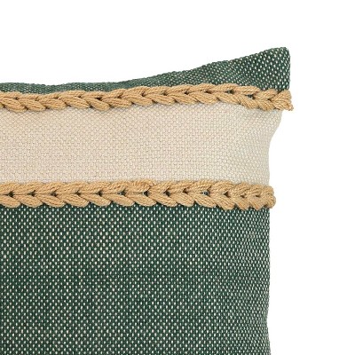20x20 Green and Cream Striped Outdoor Throw Pillow