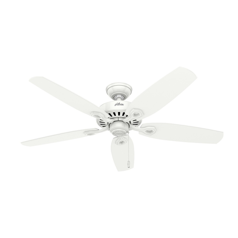 52" Builder Ceiling Fan and Pull Chain Snow White - Hunter Fan: WhisperWind Motor, 5 Blades, ETL Listed