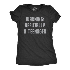 Womens Warning Officially A Teenager T Shirt Funny Birthday Gen Z Graphic Tee - Crazy Dog Women's T Shirt - 1 of 4