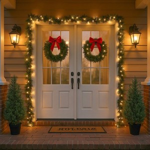 3 ft Artificial Cedar Topiary Trees 2 Set, Realistic Fake Cypress Tree, Tall Faux Pine Shrubs  Artificial Plants for Home Offices Front Porch Decor - 1 of 4