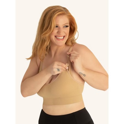 Image of Leading Lady The Ashley - Seamless Comfort Maternity Nursing Bra in Salt Beige, Size: Medium