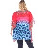 Women's Plus Size Animal Print Caftan with Tie-up Neckline - One Size Fits Most Plus - White Mark - 3 of 3