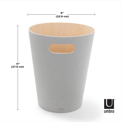 Gray Wood Open Top Bathroom Waste Basket