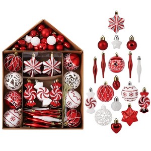 Deluxe Christmas Ornaments Set 73-Pack, Shatterproof Ball Collection with Reusable House-Shaped Storage Box for Tree Decoration - 1 of 4