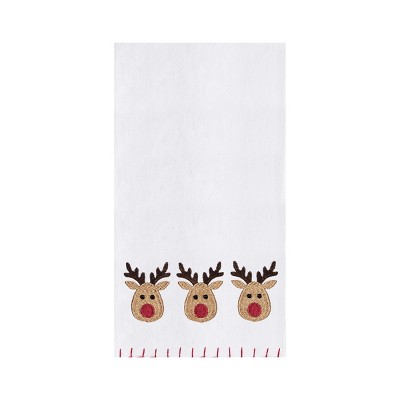 C&f Home 27 X 18 Frosty Deer White Deer Wearing Red & Black Plaid Scarf  Christmas Holiday Embellished Flour Sack Kitchen Dish Towel : Target