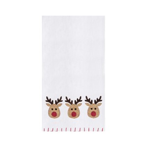 C&F Home Three Christmas Reindeers Embroidered Cotton Dishtowel - 1 of 3