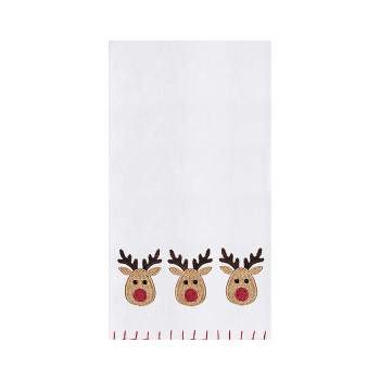 Lealeg Christmas Reindeer Hand Towel with Hanging Loop Winter Bells Bow Tie  Towels Set of 2 Xmas Pine Tree Kitchen Towel with Velcro Soft Absorbent