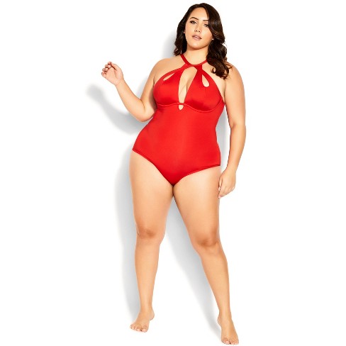 Red plus size store bathing suit