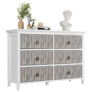 Dresser for Bedroom, 47" Wide Modern Dresser with Fluted 6 Drawer Dresser, Waveform Fluted Wooden Dresser Large Chest of Drawers - 1 of 4