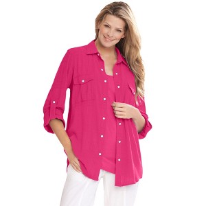 Woman Within Plus Size Cotton Gauze Bigshirt - 1 of 4