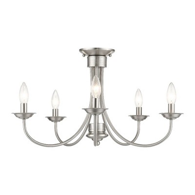 Livex Lighting Estate 5 - Light Semi-Flush Mount in  Brushed Nickel