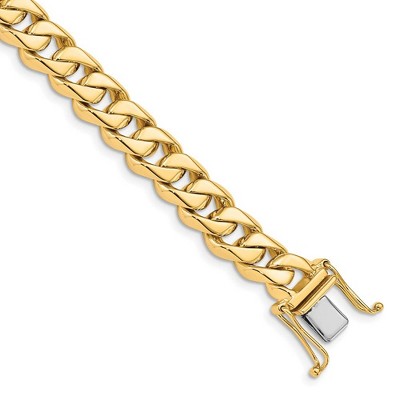 Black Bow Jewelry Men's 8.5mm 14K Yellow Gold Solid Classic Curb Chain Bracelet, 8 Inch