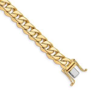 Black Bow Jewelry Men's 8.5mm 14K Yellow Gold Solid Classic Curb Chain Bracelet, 8 Inch - 1 of 3