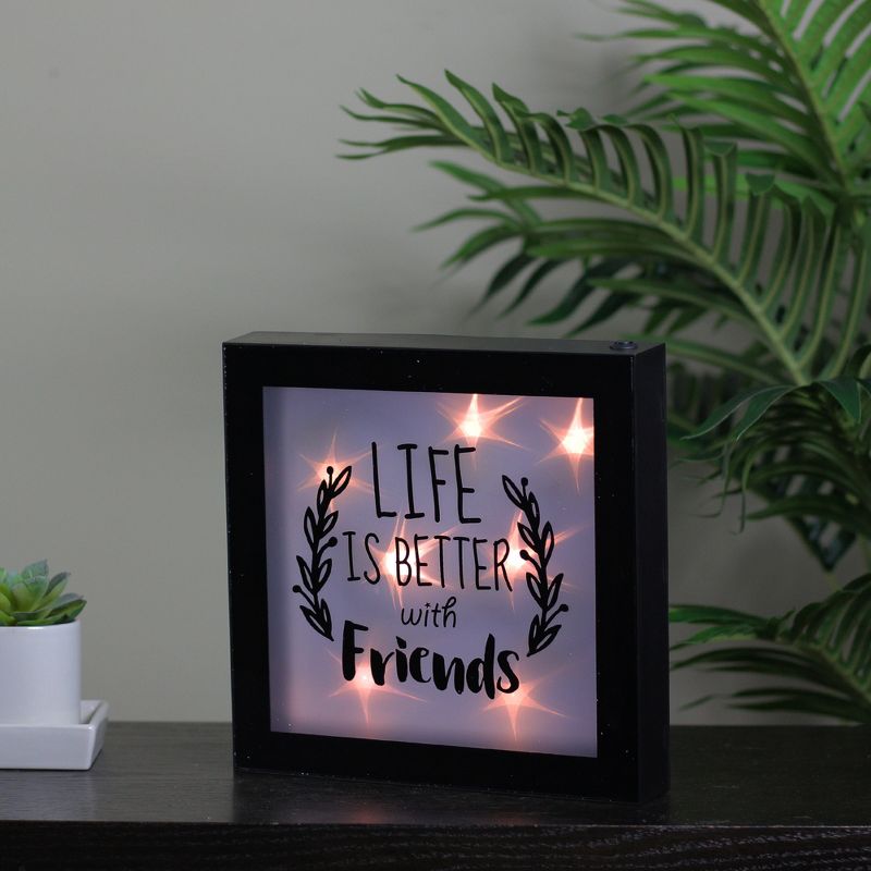 Northlight 9" B/O LED Lighted "Life is Better With Friends" Framed Wall Decor, 3 of 4