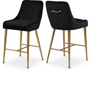 Meridian Furniture,Owen Black Velvet Stool, Set of 2 - 1 of 4