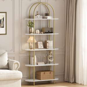 71" Arched Bookshelf, 5-Tier Tall Bookcase with Metal Frame, Freestanding Open Display Shelf for Living Room, Bedroom, Home Office - 1 of 4