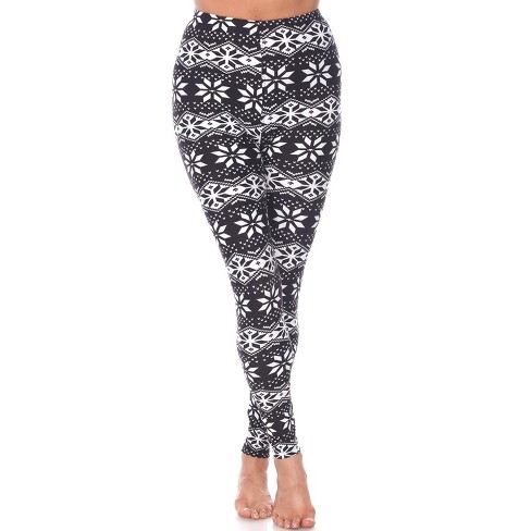 Women's One Size Fits Most Printed Leggings Black/White One Size Fits Most  - White Mark