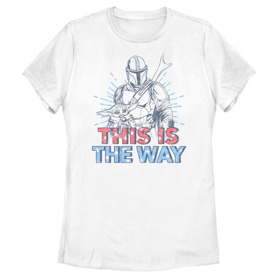 Women's Star Wars The Mandalorian Patriotic Mando and Grogu This is the Way T-Shirt