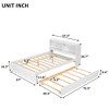 Full Size Platform Bed with Trundle and Bookcase Headboard, Storage Shelves, No Box Spring Needed, White Wood Frame - 2 of 4