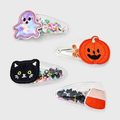 Image of Girls' 4pk Shaker Halloween Snap Clips - Cat & Jack™ Purple/Blue