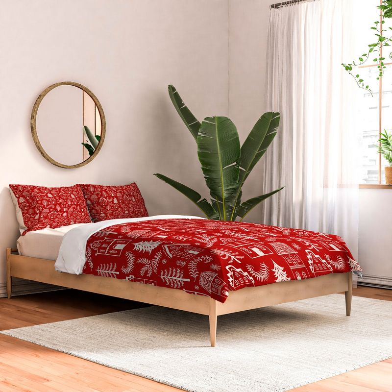 Pimlada Phuapradit Christmas village Red Comforter + Pillow Sham(s) - Deny Designs, 2 of 4
