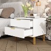Famapy Modern Glam Black/White Nightstand with 2 Drawers & Gold Accents,Bedside Table  with Metal Legs for Bedroom,End Table - 2 of 4
