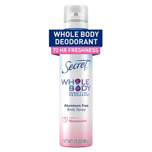 Secret Whole Body Deodorant Spray - Rosewater - 3.5oz - 1 of 4