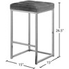 Meridian Furniture,Nicola Grey Velvet Stool, Set of 2 - 4 of 4