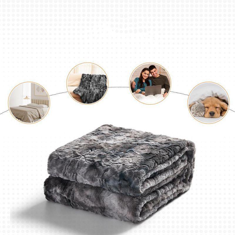 Cheer Collection Ultra Soft Faux Fur Throw Blanket - Gray, 3 of 10