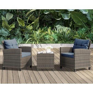 Celebalcony 2 - Person Outdoor Rattan Patio Set with Cushions - 1 of 4