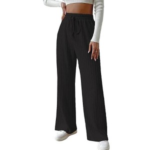 Coolmee Womens Palazzo Maxi Pants Pleated Wide Leg with Drawstring or Elastic Band Trousers - 1 of 4