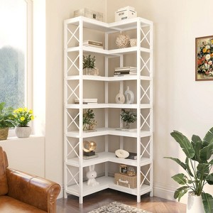 Hommoo 7-Tier Tall Corner Bookshelf - 1 of 4