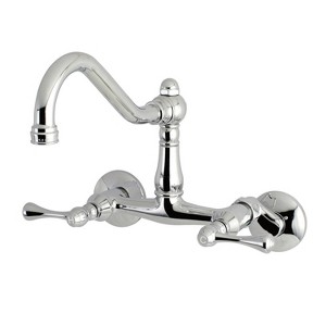 Kitchen Faucet with Lever Chrome - Kingston Brass: 10 Year Limited Warranty, 2.5 GPM, Double Handle, Adjustable Centerset - 1 of 4