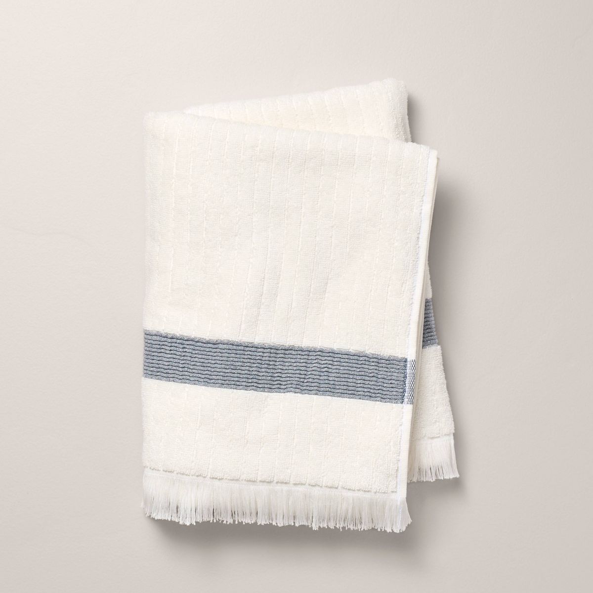 Textured Stripe Terry Bath Towel with Fringe - Hearth & Hand™ with Magnolia