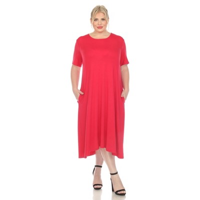 White Mark Plus Size Short Sleeve Midi Dress