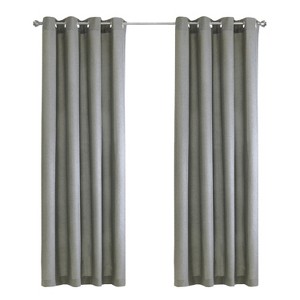 Habitat 100% Polyester Milo Light Faux Linen Solid Filtering Grommet Curtain Panel Grey - 1 of 4