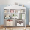Kids Bookshelf 9-Cubby Toy Storage Organizer, White Wooden Bookcase and Playhouse Cabinet, Toy Shelf for Nursery, Playroom, Boys & Girls Kids Room - 2 of 4