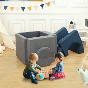 8-Piece Kids Modular Play Couch, Convertible Toddler Sofa Set with Removable Covers for Playroom or Nursery - 1 of 4
