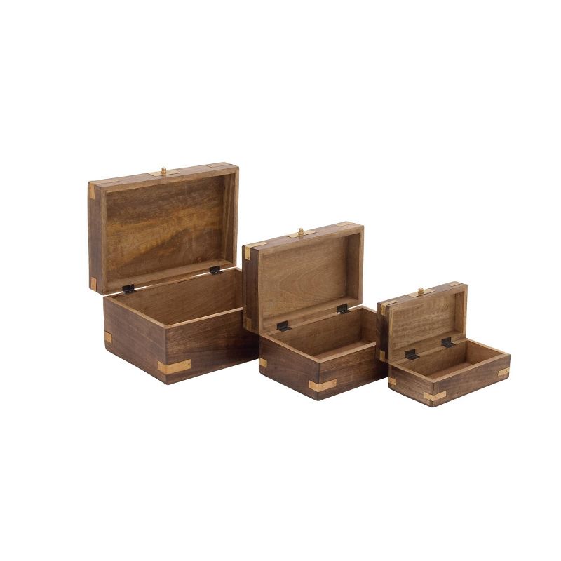 Set of 3 Traditional Brass Inlaid Wooden Boxes - Olivia &#38; May, 6 of 20